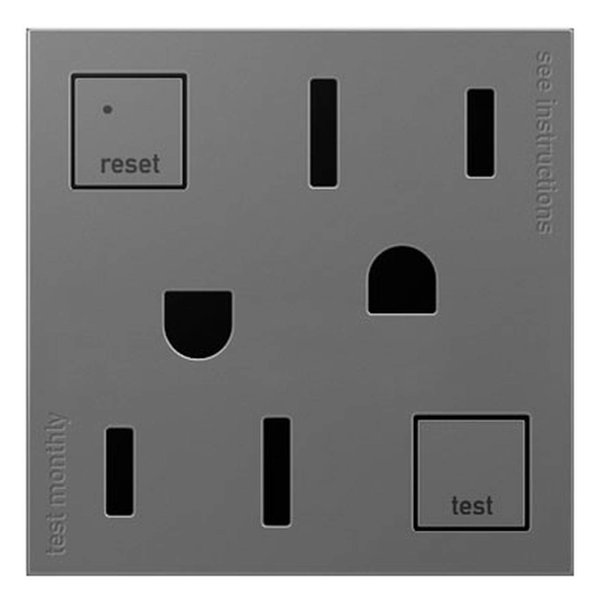 PASS & SEYMOUR AGFTR2152M4 Adorne, 15A, Magnesium, Tamper Resistant, Self Test, GFCI Outlet