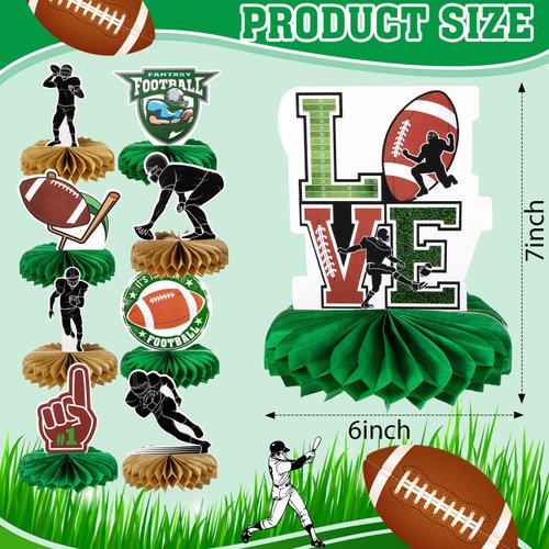 9 Pcs Football Honeycombs Centerpiece 3D Football Centerpieces for Table Football Party Decorations Centerpiece Table Decorations Party Centerpiece Table Decorations for Football Birthday Party Supply