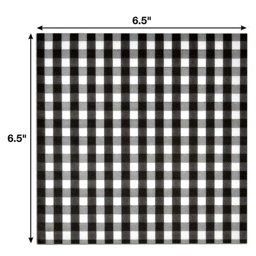 100 Count Black & White Gingham Cocktail Napkins Disposable Paper Checkered Plaid Beverage Dessert Napkin for Summer Picnic Barbecue Birthday Party