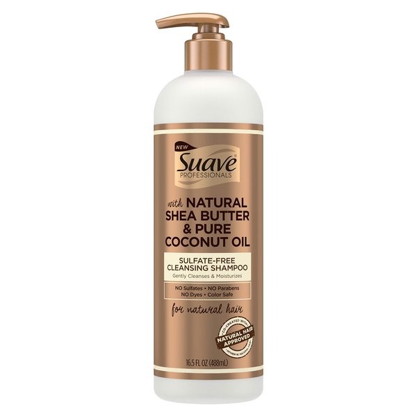 Suave Professionals Natural Shea Butter & Pure Coconut Oil Sulfate-Free Cleansing Shampoo,16.5 Fluid Ounces