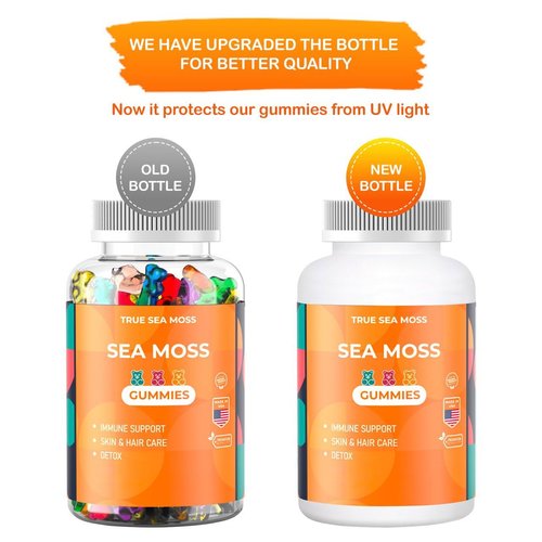 Sea Moss Gummies for Adults & Kids, Contains Irish Sea Moss + Burdock Root + Bladderwrack + Sodium, 60 Gummies for Immune, Healthier Skin & Hair, Great for Kids & Adults, Made in USA (3)