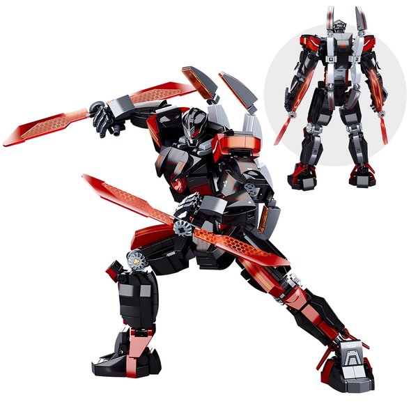HIGH GODO Wanderer Mech Building Blocks Set for Adults，Dark Robot Model Building Kit with 2 Multiple Weapons, 585 Pcs Creative Collectible Gift for Boys Kids 8-12