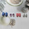 BMKKOT Patriotic Press on Nails Short Fake Nails Independence Day Stars Artificial Glue on Nails Red White Stripes Square False Nails Glitter Fireworks Acrylic Nails for Women 4th of July Manicure
