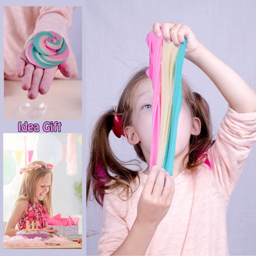 11 Packs Duo Color Butter Slime Kit with Scented DIY Slime for Girls and Boys, Super Soft, Non-Sticky Stress Relief Toy, Party Favors and Birthday Gift