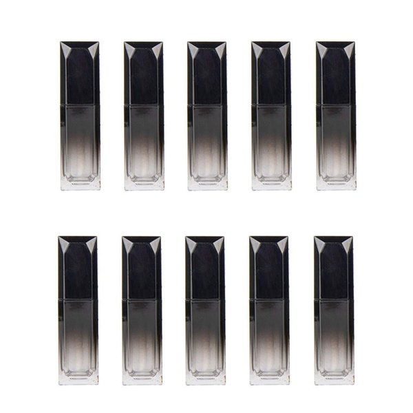 CTKcom 5ML Lip Gloss Tubes Empty 10Pack Gradient Black Lipstick Plastic Square Lip Gloss Tube with Brush, Refillable Lipstick Storage Container for Women Girl DIY Homemade Lipstick Lip Gloss