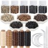 Yuxung 2500 Pcs Hair Extensions Micro Rings Links Beads and 5 Rolls Hair Extensions Sewing Thread and 10 Pieces C/J/I Needles Hair Extension Kit for Human Hair Extensions Hand Sewing Wig DIY Craft