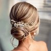 Casdre Crystal Bride Wedding Hair Comb Rhinestone Bridal Hair Piece Flower Hair Accessories for Women and Girls (C Gold)