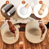 3 Pieces Crystal Singing Bowl Mallet Set, Include Thick Suede Striker Solid and Hollow Sound Bowl Stick, Crystal Singing Bowl Rubber Mallet with Wood Handle for Playing Singing Bowl