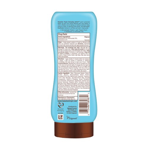 Hawaiian Tropic Everyday Active Lotion Sunscreen SPF 30, 8oz | Hawaiian Tropic Sunscreen SPF 30, Sunblock, Broad Spectrum Sunscreen, Oxybenzone Free Sunscreen, Water Resistant Sunscreen SPF 30, 8oz