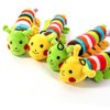 POPETPOP Yellow Caterpillar Toy Pet Squeaker - 2pcs Dog Chew Toy, Soft Short Plush Toy Interactive Dog for Puppy (Colorful Caterpillar) Squeaky Pet Sound Toy