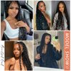 Liyouda Braided Lace Front Wigs HD Full Lace Front Braided Wigs for Black Women 100% Handmade Bohemian Box Braids Wig Double Lace Braid Wig Synthetic Knotless Box Braided Wig with Curly Ends