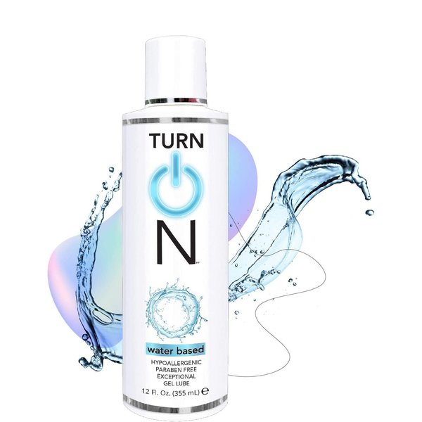Turn On Water Based Sex Lube 12 Ounce Personal Lubricant - Premium Formula - Safe Vegan Ph Balanced Hypoallergenic and Paraben Free Intimacy, Gel Lube for Men, Women, & Condoms