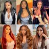 Yaki Straight Lace Front Wigs Human Hair 13x4 Transparent HD Lace Frontal Wig 200% Density Pre Plucked Glueless Wigs Human Hair with Baby Hair for Black Women 30 Inch
