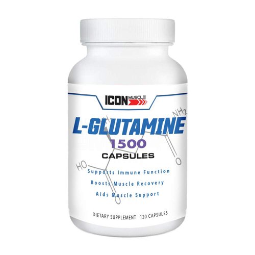 Icon Muscle L-Glutamine 1500 Capsules - 1.5 Grams- 120 Capsules -Amino Acid - Muscle Recovery