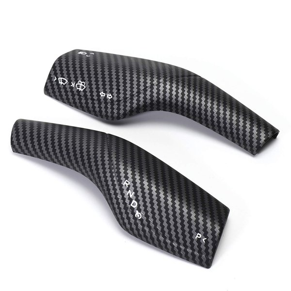 Junejour Steering Lever Cover for Tesla Model 3 Model Y, Carbon Fiber Steering Lever Cover, Gear Shift Cover Accessories Gear Lever Decorative Cover for Tesla Car (Black)
