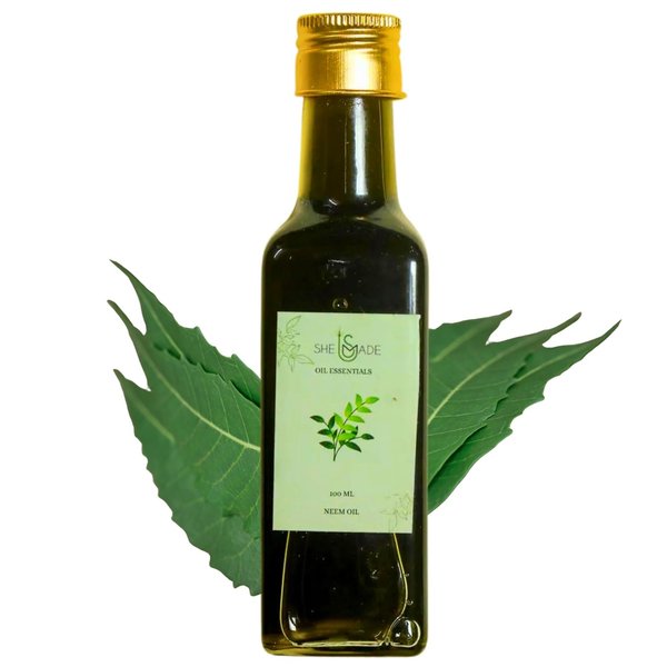 SHE MADE Neem Essential Oil - 3.38 Fl Oz / 100 ml Pure Natural Moisturizer & Softener for Skin, Hair & Face - Multipurpose Use