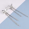 Sttiafay Vintage Bow tennis chain Drop Earrings Long Crystal Chain Earrings Silver Bow Cz Tassel Earrings Sparkly Cz Bowknot Stud Earrings Jewelry for Women and Girls