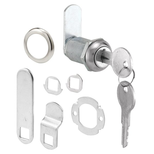Prime-Line U 9945 Drawer and Cabinet Lock – Secure Important Files and Drawers, 1 1/8 In., Diecast Stainless Steel, Fits on 13/16 In. Max Panel Thickness (Single Pack)