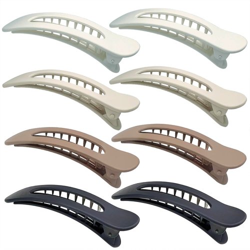 8 PCS Flat Hair Clips, Flat Hair Claw Clips, Big Flat Clips for Hair, Lay Down Claw Clips for Women, Recycled Lay Flat Claw Clips for Thick & Thin Hair, Alligator Hair Clips for Women Girls