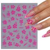 8 Sheets Hibiscus Flowers for Nails Stickers, White Pink Gold Summer Floral Nail Supplies 3D Self-Adhesive Hibiscus Flower Nail Decals Floral Petal Wavy Line Strip Tropical Leaf Nail Decor for Women