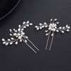 Shegirl Bridal Wedding Hairpin Delicate Pearl Rhinestone Hair Jewelry Manual Silver Headpiece Wedding Accessories for Bridal and Women 2PCS(Silver)