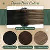 Ugeat Real Hair Etensions Clip In Human Hair Natural Black to Dark Brown Mix Caramel Brown Balayage Invisible Clip In Hair Extensions Human Hair Thick End 20 inch 7pcs 120g(105g Hair+15g Clips)