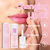 Sulily Color Changing Lip Oil,Magic Round Big Brush Color Changing Lip Oil,Moisturizing Color Changing Lip Gloss Plumping Lip Oil,Long Lasting Nourishing Lip Glow Oil Non-sticky Primer Lip Tint