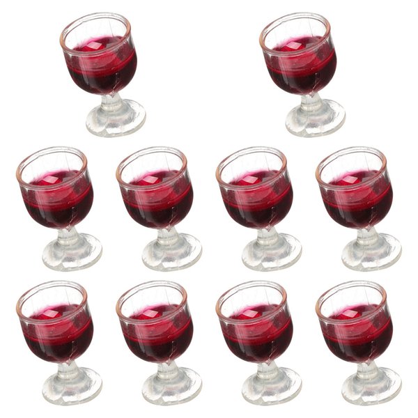 NUOBESTY 10Pcs 1: 12 Wine Glasses Dollhouse Cocktail Glasses Mini Red Wine Drink Cups for Dollhouse Decors Kitchen Accessories Miniature Wine Glasses Miniature Goblet