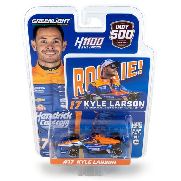 Greenlight Kyle Larson 2024 Indianapolis 500 Rookie of The Year Edition - #17 HendrickCars NTT IndyCar Series 11615 - Diecast Car 1:64 Scale