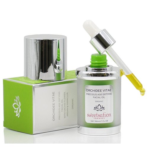 Sweetsation Therapy/YUNASENCE ORCHIDEE VITAE Precious Organic Anti-Aging Facial Oil Serum, Face oil with Orchid Flower, Argan, Maracuja, Papaya, Vitamin C, 1oz