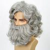 Wiggy Mermaid Santa Beard and Wig Set Long Gray Old Man Wizard Wig Costume Accessories Santa Claus Suit Grey for Men Women Carnival Christmas Party