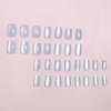 White Cat Eye Press on Nails Short Fake Nails Glossy Acrylic Nails Shiny Square False Nails Full Cover Glue on Nails Stick on Nails for Squoval Manicure 24Pcs