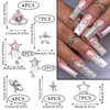 RODAKY 30PCS Star Nail Charms Silver 3D Star Charms Pink Nail Rhinestone Multi Style Nail Art Jewelry Dangle Stars Nail Decoration Y2K Bling Starlight Nail Gems Manicure Accessories for Women