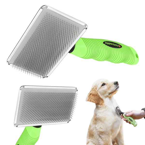 Slicker Brush for Shedding Short & Long Coats - Deshedding Rake for Dogs & Cats' Undercoat Grooming