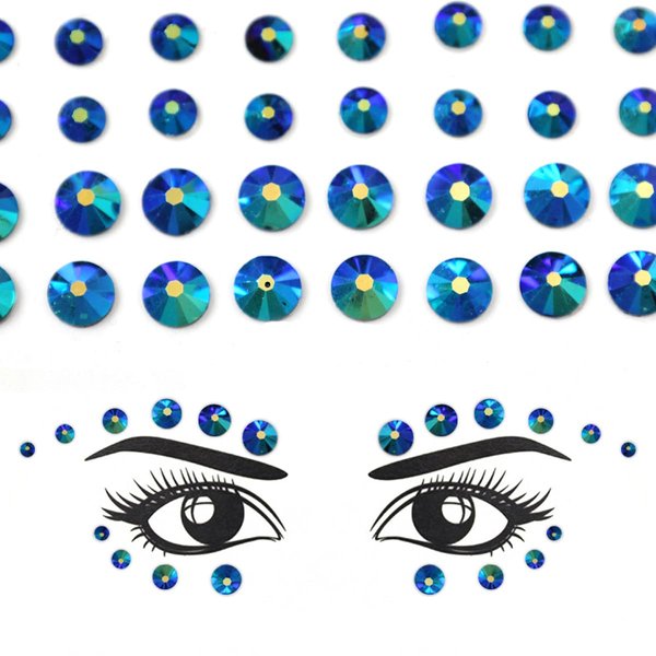 Eye Body Face Gems Jewels Rhinestone Stickers Acrylic Self Adhesive Crystal Blue Makeup Diamonds Face Tattoo Stick Gems for Women Festival Accessory DIY Crafts and Nail Art Decorations 3 Sheets