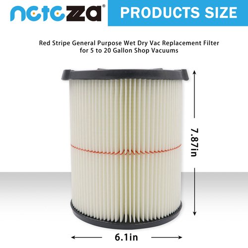 Replacement Filter For Craftsman - 009-38754 CRAFTSMAN CMXZVBE38754 Red Stripe General Purpose Wet Dry Vac Replacement Filter for 5 to 20 Gallon shop vacuums
