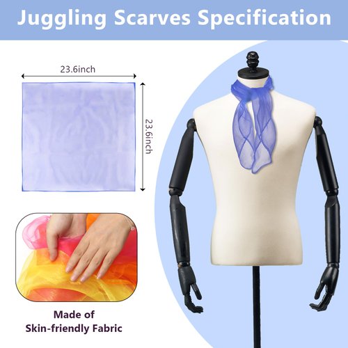 Windspeed Juggling Scarves for Kids 24 Pcs Dance Scarves for Music Class Rhythm Scarves Play Silks for Children Movement (8 Colors)