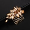 Teyglen Rhinestone Wedding Hair Comb, Champagne, Sparkly Headpiece for Women and Girls, 8*5cm/3.14*1.96in, Alloy+Rhinestones+Crystal