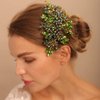 BERYUAN Green Crystal Rhinestone Hair Comb Wedding Rhinestone Hair Accessory Teardrop Rhinestone Headband Green Beads Hair Piece for Wedding Women and Girls