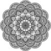 12" Mandala Ethnic Floral Black & White Mural Panoramic Wall Decal Sticker Removable Reusable Ornament Meditation Home Office Teen Bedroom Decor