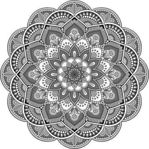 12" Mandala Ethnic Floral Black & White Mural Panoramic Wall Decal Sticker Removable Reusable Ornament Meditation Home Office Teen Bedroom Decor
