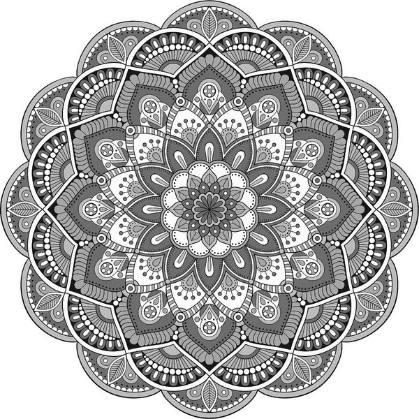 12" Mandala Ethnic Floral Black & White Mural Panoramic Wall Decal Sticker Removable Reusable Ornament Meditation Home Office Teen Bedroom Decor