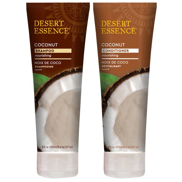 Desert Essence Coconut Shampoo & Conditioner Bundle - 8 Fl Ounce - Nourishing For Dry Hair - Delightful Scent - Refreshes Skin - Coconut Oil