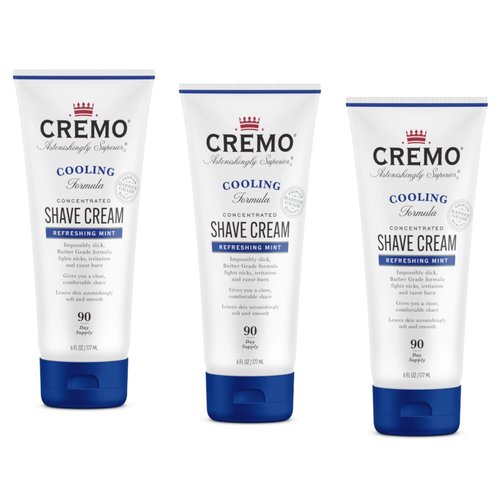 Cremo Shave Cream Refreshing Mint, Cooling Formula, 6 fl oz (Pack of 3)