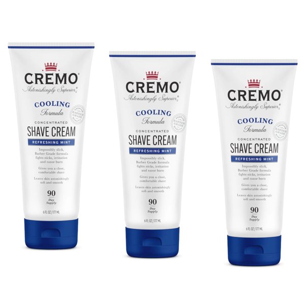 Cremo Shave Cream Refreshing Mint, Cooling Formula, 6 fl oz (Pack of 3)