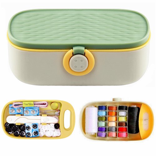 FKOG Green Sewing Project Kit, 135 Pcs Family Sewing Supplies Repair Kit Traveler Sewing Kit Sewing Thread Accessories DIY Sewing Supplies Organizer (Green)
