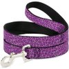 Dog Leash Leopard Baby Pink 6 Feet Long 1.0 Inch Wide