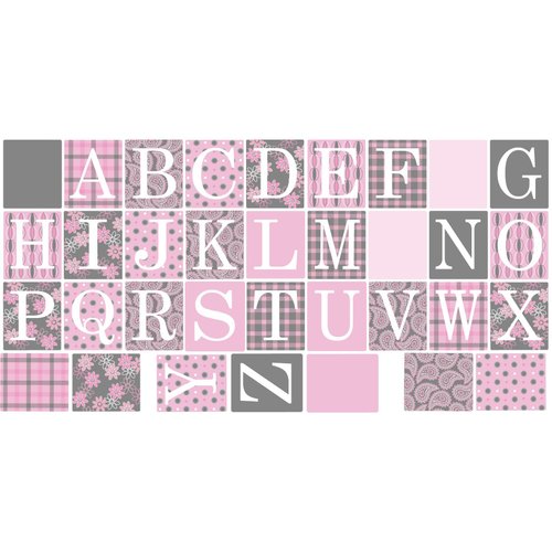Wall Decals Alphabet Blocks in Millennial Pink and Gray Fabric Eco-Friendly Reusable Decals