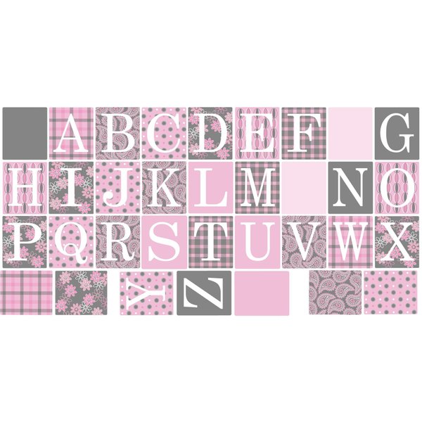 Wall Decals Alphabet Blocks in Millennial Pink and Gray Fabric Eco-Friendly Reusable Decals