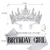 Chanaco Birthday Crown Birthday Sash Birthday Crowns for Women Birthday Girl Sash Birthday Girl Crown Silver Tiara Happy Birthday Decorations for Women Birthday Party Suppliers Gifts